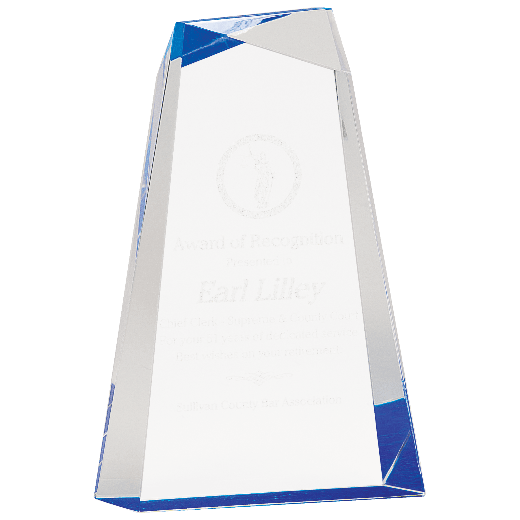 9" Blue Facet Wedge Acrylic