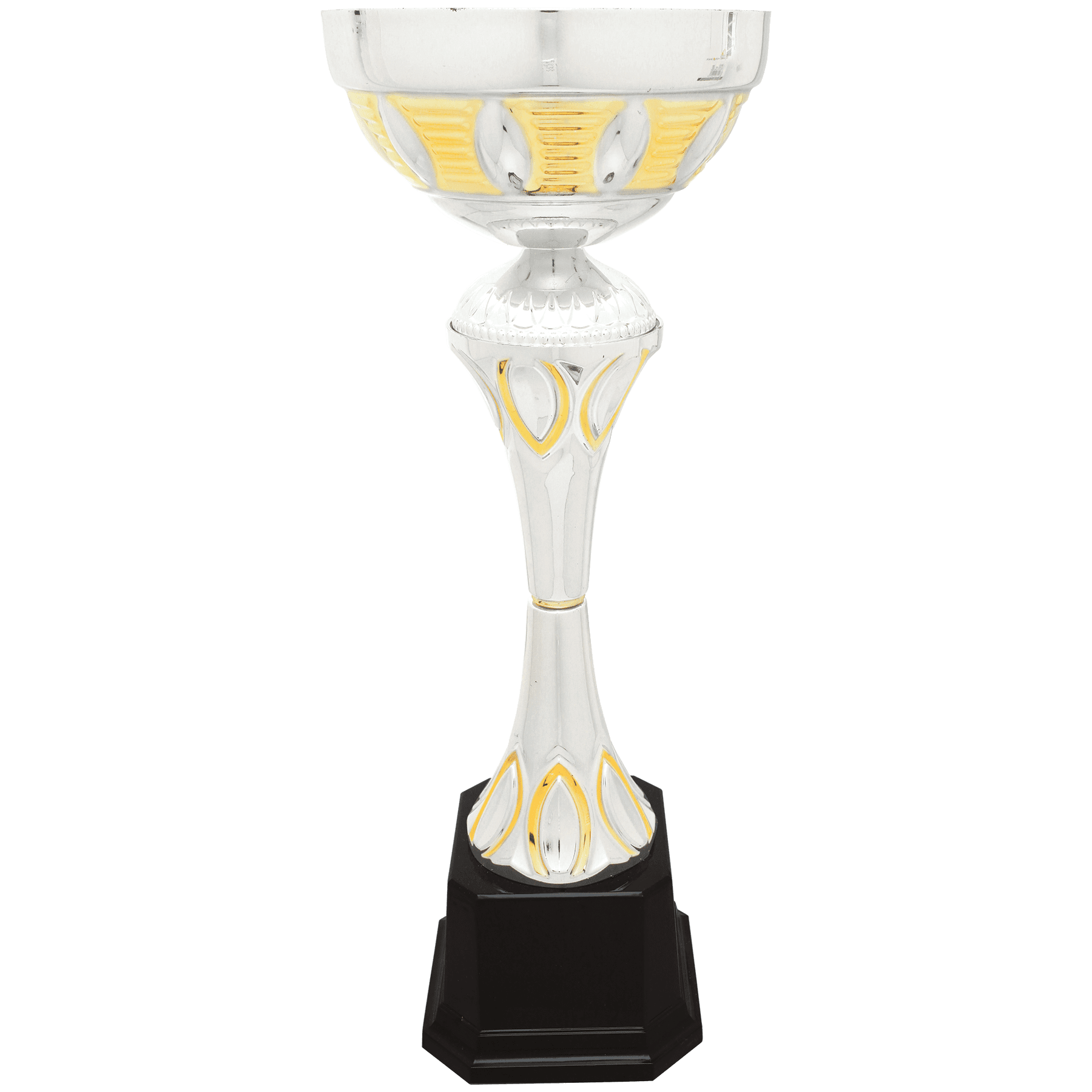 15" Silver/Gold Completed Metal Cup Trophy on Plastic Base