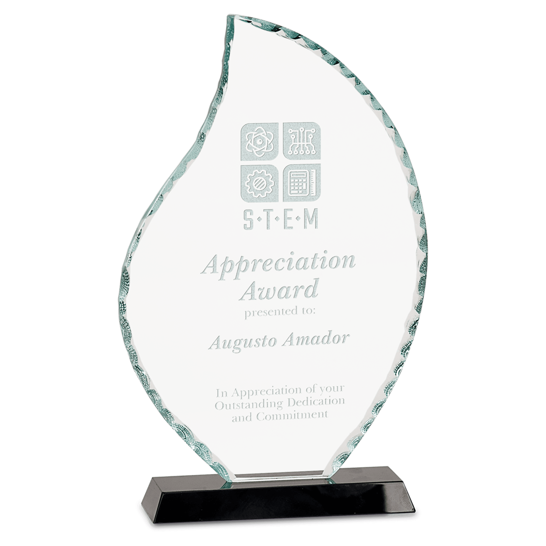 8 1/2" Flame Facet Glass on Black Base