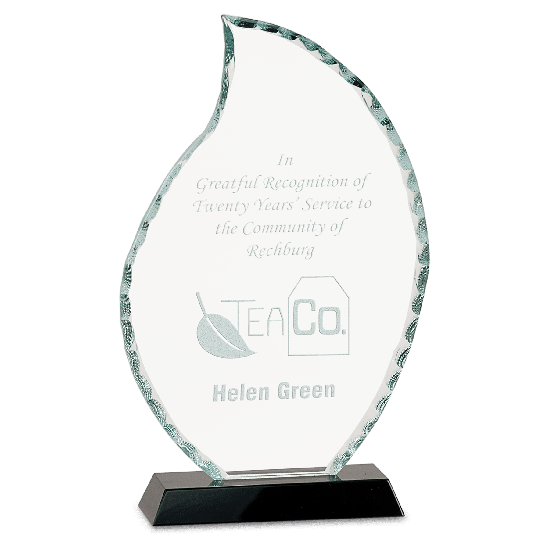 9 1/2" Flame Facet Glass on Black Base